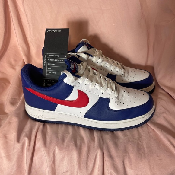 Goat Verified Nike Air Force 1 White and Blue with Red Accents